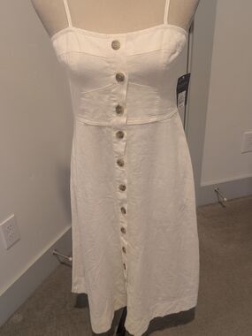 Universal Thread White Button-Front Spaghetti Strap Maxi Dress